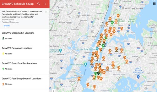 GrowNYC Interactive Farmers Market Map