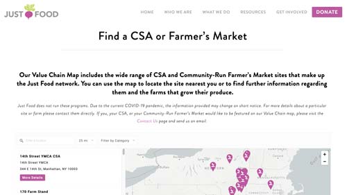 Just Food CSA map