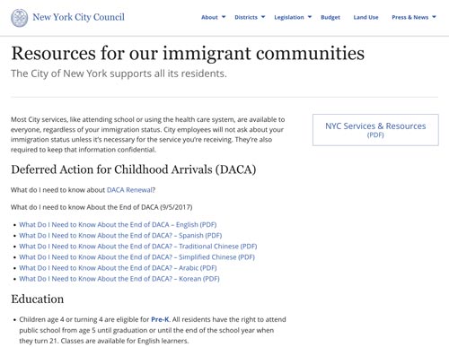 NYC Council Resources for our Immigrant Communities