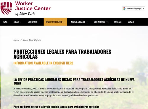 Worker Justice Center en Espanol