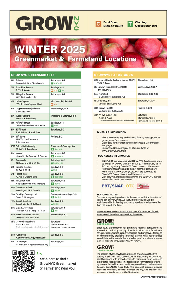 GrowNYC map, Winter 2025